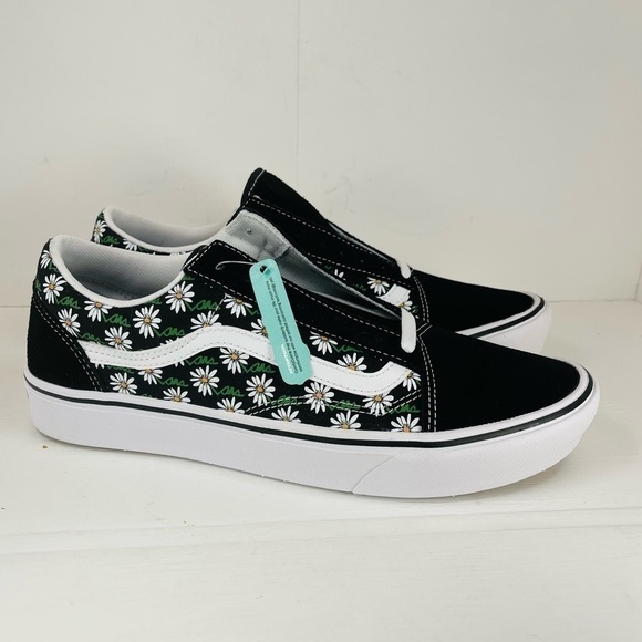 Vans Comfycush Old Skool Scribble Flower Daisy Black Sneaker Size 10.5 Men - Picture 3 of 8
